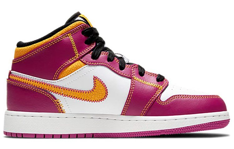 Унисекс кроссовки Jordan JordanAir 1 Mid (бело-желто-розовая) — фото 5