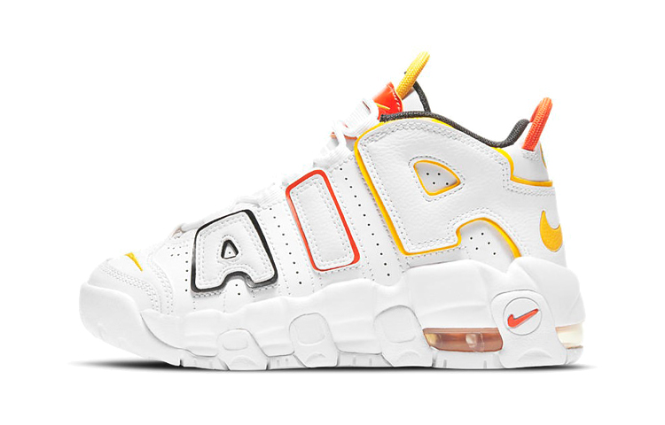 Детские кроссовки Nike Air More Uptempo rayguns PU (бело-сине-желтые)