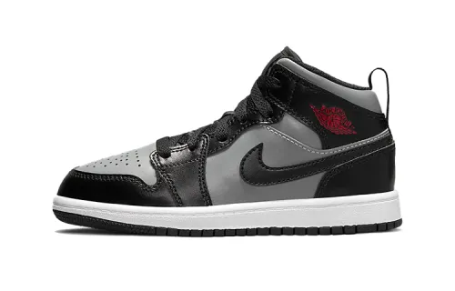 Jordan Air Jordan 1 Mid, comfortable and trendy, wear-resistant and breathable, mid-top, children's basketball shoes, shadow gray, for children and middle-aged children