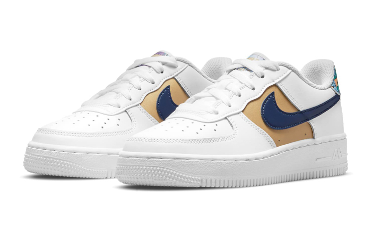 Кроссовки Nike Air Force 1 (бело-желто-синие) — фото 4
