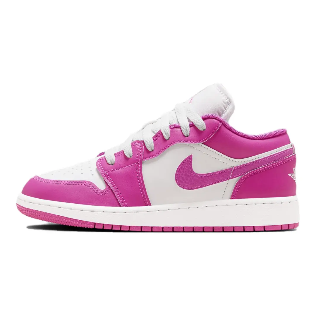 Jordan Air Jordan 1 Synthetic Leather Low top Children's Basketball Shoes White Pink Unisex