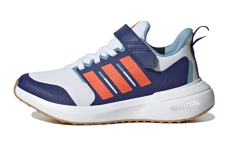 Кроссовки adidas Fortarun K 2.0 Cloudfoam Elastic Lace Top Strap (бело-сине-оранжевые)