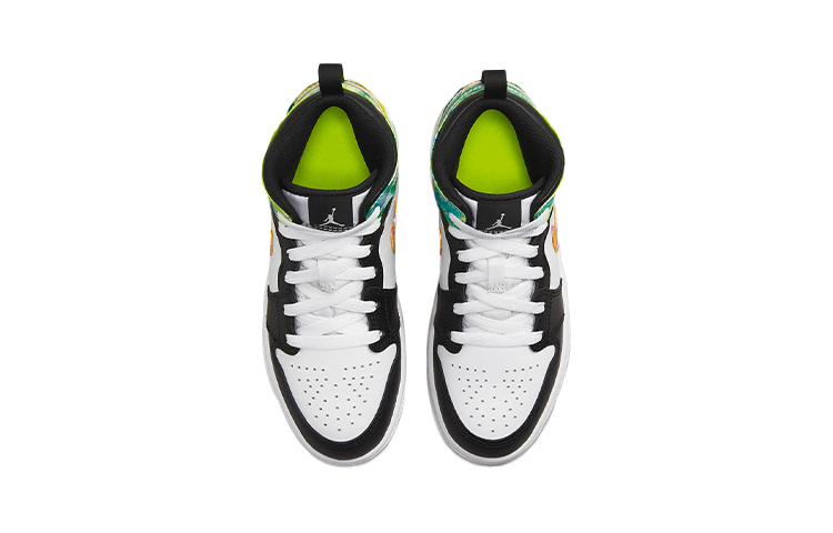 Детские кеды Jordan Air Jordan 1 Mid SE "Wave" (черный / белый / желтый) — Чёрный / белый / жёлтый — фото 6