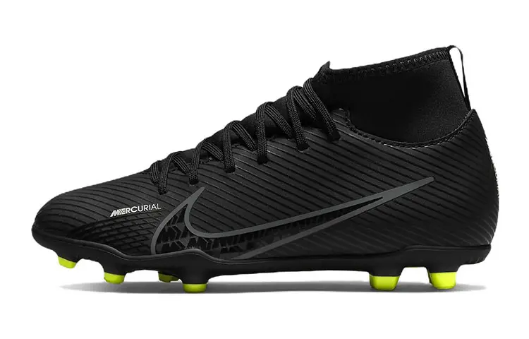 Nike Mercurial Superfly 9 JR Assassin 15 Club FG/MG Round head comfortable non-slip wear-resistant mid-top children's football shoes black children's style