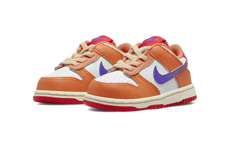 Детские кеды Nike Dunk (оранжево-белые) — Оранжевый / белый — фото 5