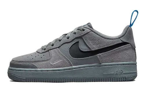 Nike Air Force 1 Low Cut Out Swoosh Smoke Grey GS