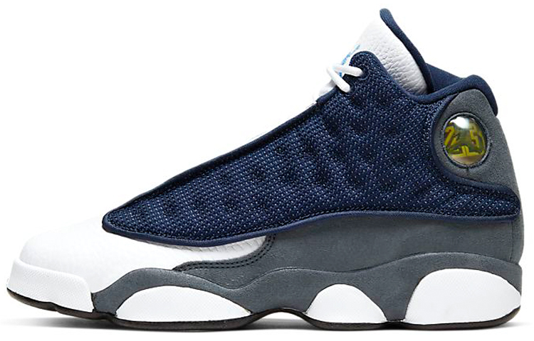 Jordan Air Jordan 13 Retro \"Flint Grey\" Versatile, trendy, balanced, high-top, children's basketball shoes, navy blue, same style for men and women
