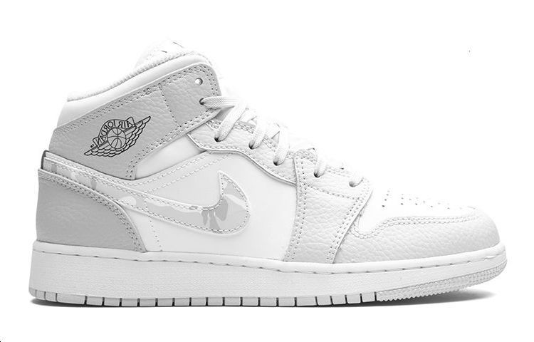 Женские кроссовки Jordan Air Jordan 1 Mid (серо-белый) — Серый / белый — фото 4