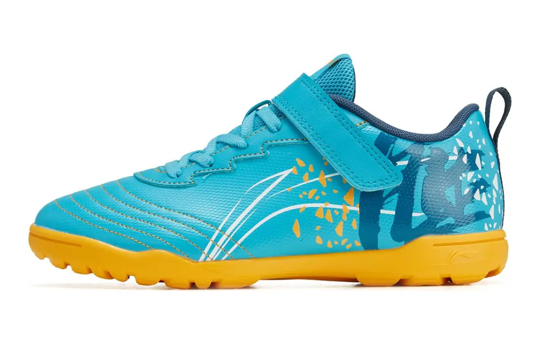 Li Ning YOUNG Strike 2.0 Slip Resistant Cushioning Abrasion Resistant Low top Kids' Soccer Shoes Light Aqua Blue