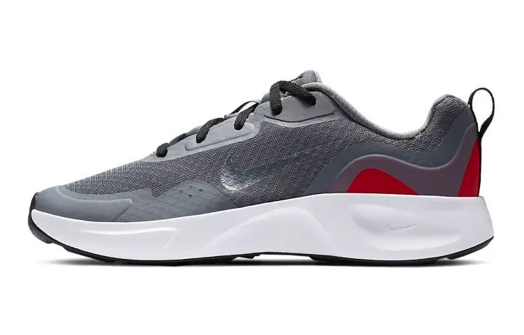 Nike Wearallday Synthetic Leather Slip Resistant Cushioning Abrasion Resistant Low top Running Shoes Gray Red Unisex