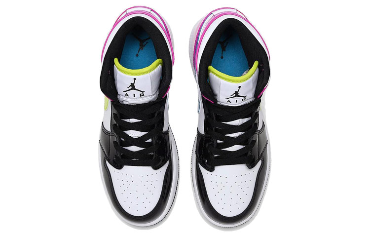 Кроссовки Jordan JordanAir Jordan 1 Mid "Patent Leather" GS (белый / розовый) — фото 8