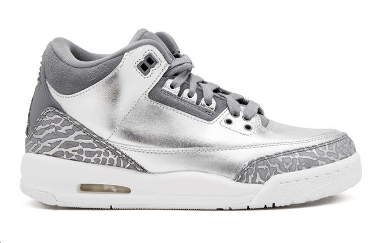 Кроссовки Jordan JordanAir Jordan 3 Retro Premium Heiress Metallic Silver GS (жидкое серебро) — фото 4