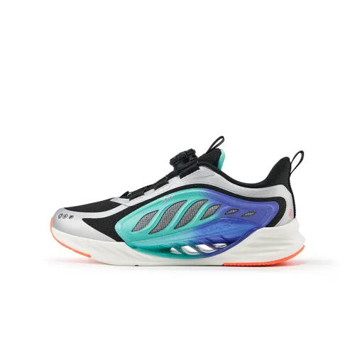 Xtep Hydrogen Wind 8.0 Hida Technology professional foot protection, non-slip, wear-resistant and breathable, low-cut children's running shoes, black, silver, clear blue, children's style