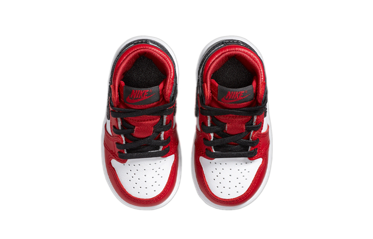 Детские кроссовки Jordan Air Jordan 1 Retro High OG "Satin Red" 2020 (красно-белые) — 缎红 — фото 5