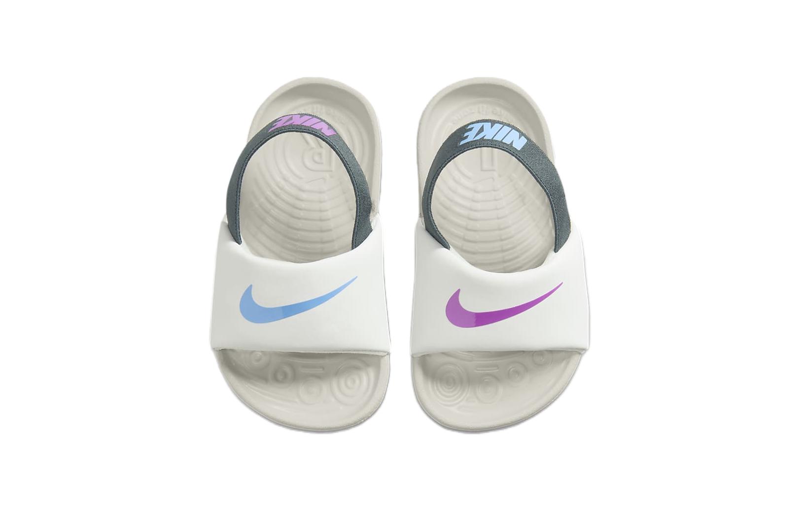 Детские тапочки Nike Kawa (бело-зеленые) — Белыйзелёный — фото 6
