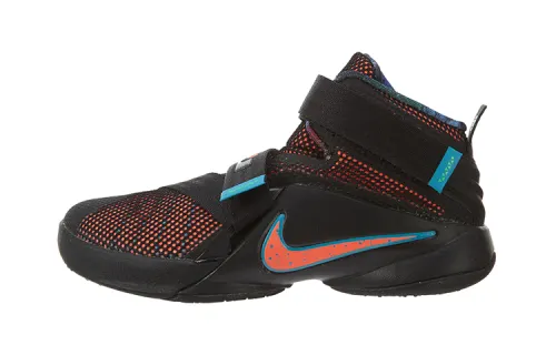 Nike Lebron Solider 9 James Soldier 9 shock-absorbing, non-slip, wear-resistant, breathable and lightweight, mid-top practical basketball shoes, black and red, for children and middle-aged children