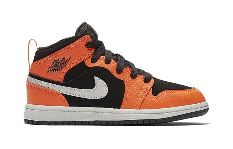 Детские кроссовки Jordan Air Jordan 1 Mid (черно-оранжевый) — фото 3