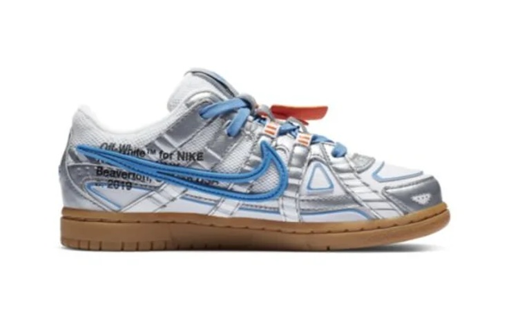 Детские кеды OFF-WHITE x Nike Rubber Dunk "University Blue" (серебристо-синие) — Серебристыйсиний — фото 4