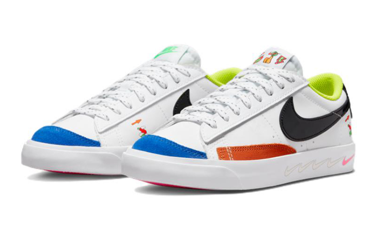 Кеды Nike Blazer 77 GS (белые) — Белый / чёрный / синий / оранжевый — фото 9