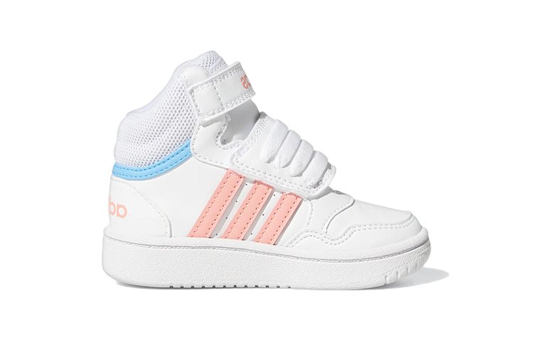Детские кеды adidas neo Hoops Mid (белый / розовый / синий) — фото 3