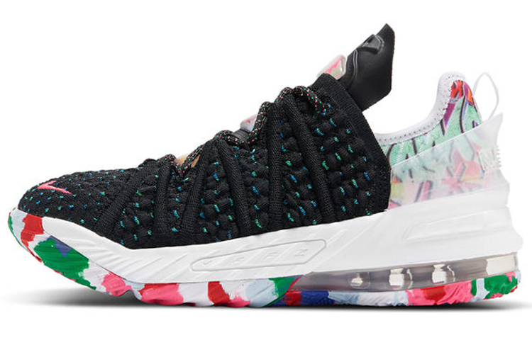Nike Lebron 18 James GangGS non-slip, shock-absorbing and wear-resistant low-top basketball shoes, black and white, same style for men and women