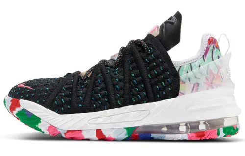 Nike Lebron 18 James GangGS non-slip, shock-absorbing and wear-resistant low-top basketball shoes, black and white, same style for men and women