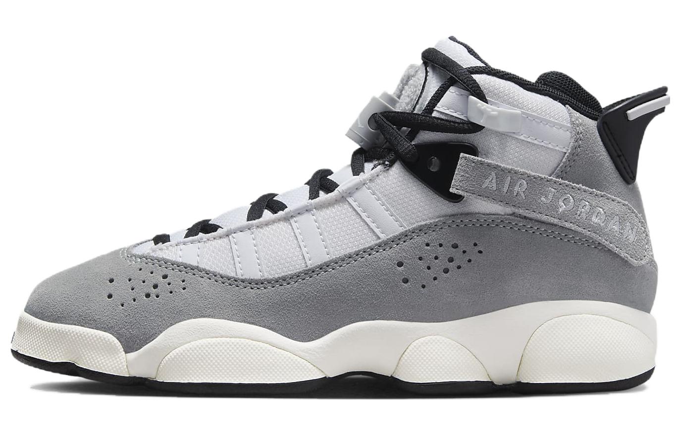 Jordan Air Jordan 6 Rings Cushioning High top Basketball Shoes Gray White Unisex
