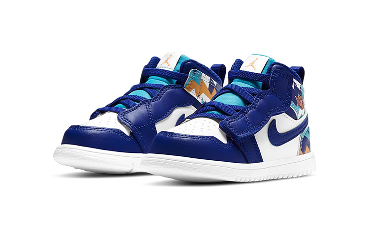 Детские кеды Jordan Air Jordan 1 Mid Alt (бело-голубой) — фото 5