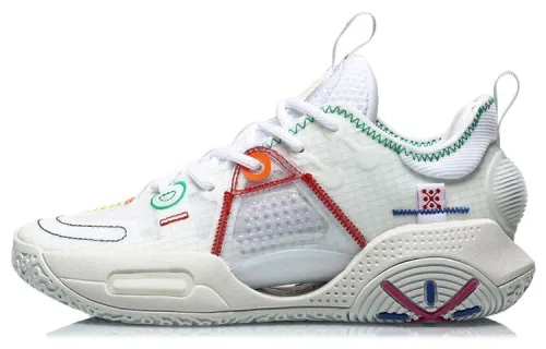 LiNing Li Ning City 9 V1.5 Youth Edition Sports Comfortable Practical Anti-slip Shock Absorption Wear-Resistant Breathable Low-top Children's Basketball Shoes White Red