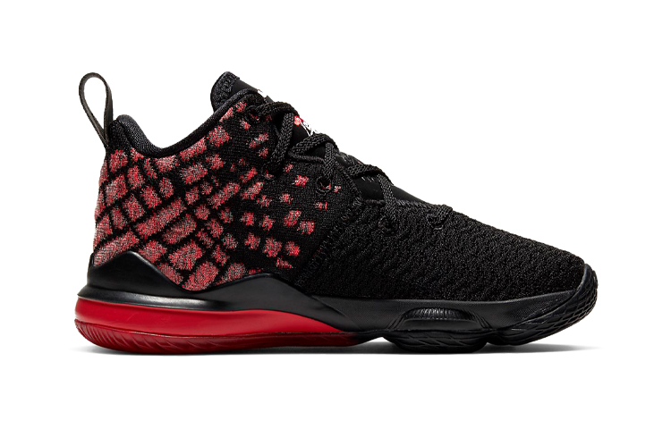 Детские кроссовки Nike Lebron 17 "Infrared" (красно-черные) — Красный / чёрный — фото 3