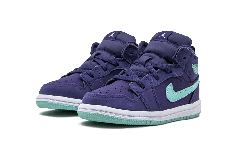 Детские кроссовки Jordan Air Jordan 1 (фиолетовый / зеленый) — Фиолетовый / зелёный — фото 3