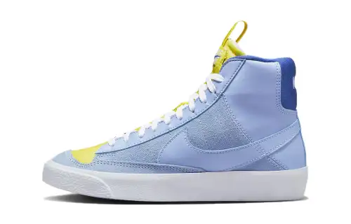Nike Blazer Leather Slip Resistant Abrasion Resistant Mid top Skateboard Shoes Blue Yellow Pink Unisex