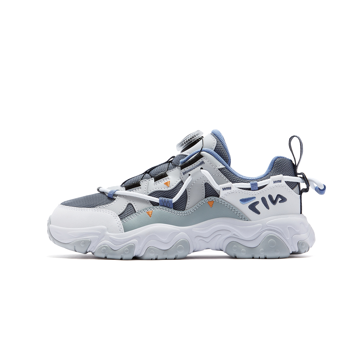 Детские кроссовки Fila KIDSHeritage-FHT Fluid 5/5 (серые) — 阴霞紫/奶白 黑/太空银 黑/铁锈灰 福克斯顿灰蓝/月岩灰 — фото 11