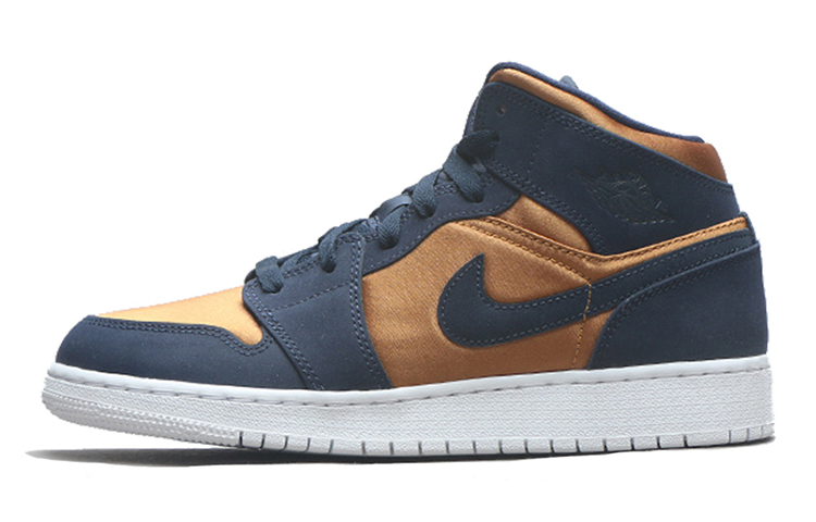 Кеды Jordan JordanAir Jordan 1 Mid Obsidian Desert Ochre GS (желто-синий) — Жёлтый / синий — фото 1
