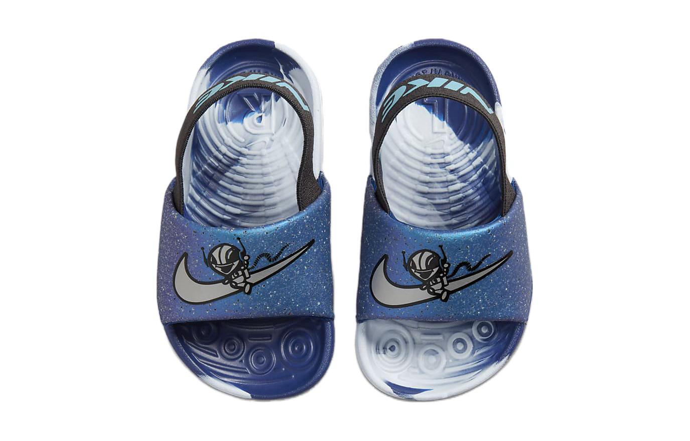 Детские шлепанцы Nike Kawa (сине-черные) — Синийчёрный — фото 4
