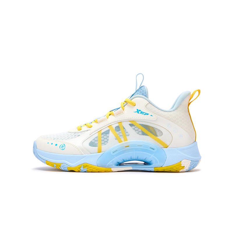 Xtep Hydrogen Mania Versatile and Comfortable Low-top Basketball Shoes Microwave Blue/Sail White Teenagers