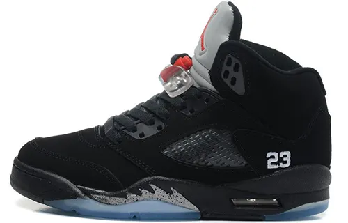 Jordan Air Jordan 5 Retro Black Metallic Silver Mid top Basketball Shoes Black Silver Unisex
