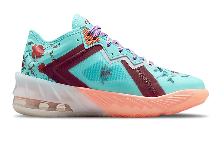 Кеды Nike NikeLebron 18 Low Floral (сине-красный) — фото 6