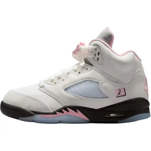 Jordan Air Jordan 5 Synthetic Leather Low top Basketball Shoes Pink Unisex