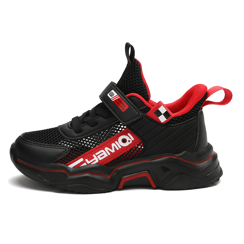 Asian Mickey Hollow Single Mesh Breathable Soft Sole Lightweight Anti-Kicking Anti-Slip Korean Style Summer Sports Shoes Velcro Comfortable Running Shoes Trendy Boys