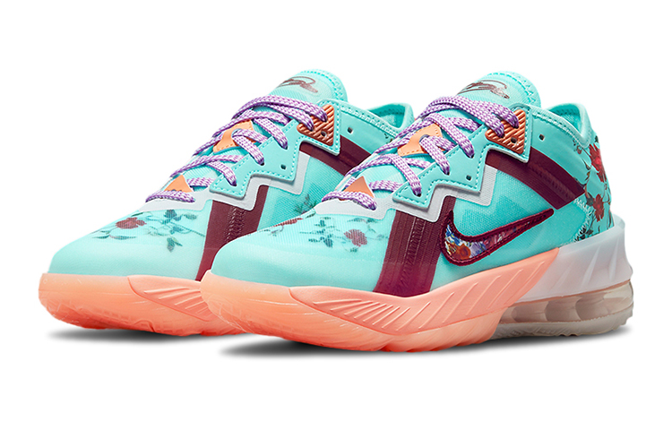 Кеды Nike NikeLebron 18 Low Floral (сине-красный) — фото 7