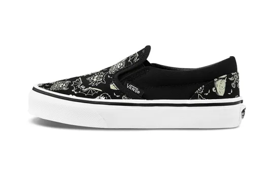Vans Slip on Canvas Low top Kids' Skateboarding Shoes Black Children Aged 3 7 Years Old