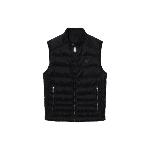 PRADA Vests Men's Black Stand Collar Other