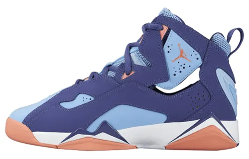 Jordan Air Jordan 7 True Flight lightweight woven GS non-slip shock absorption high top retro basketball shoes blue and pink enhanced version for men and women