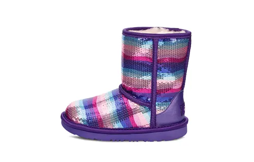 UGG CLASSIC SHORT II Rainbow trendy and comfortable rainbow snow boots violet for children and middle-aged children
