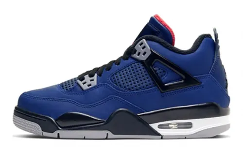 Jordan Air Jordan 4 Retro WNTR fabric leather Little Eminem GS non-slip shock absorption wear-resistant mid-top basketball shoes black blue same style for men and women