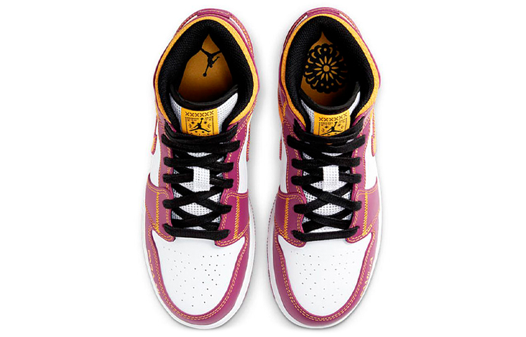 Унисекс кроссовки Jordan JordanAir 1 Mid (бело-желто-розовая) — фото 7