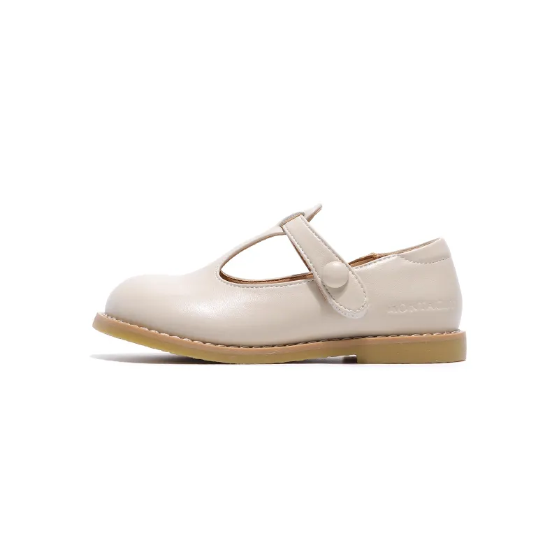 Montagut soft-soled casual wear-resistant and lightweight children's leather shoes beige children's style