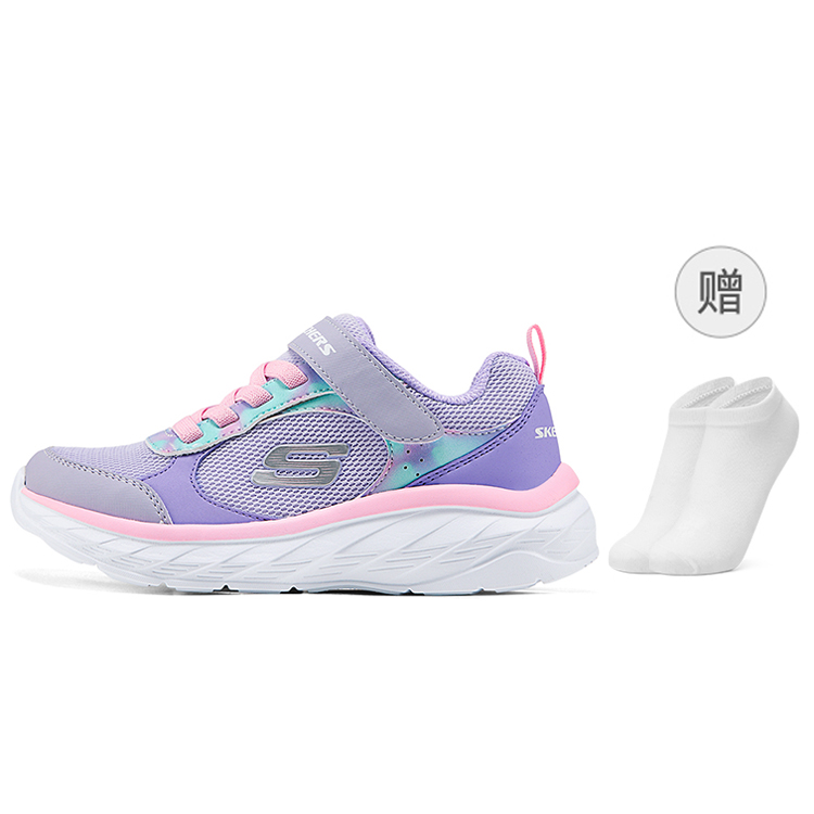 Skechers kids Skechers children's casual wind training shoes are comfortable, fashionable, lightweight, sporty and simple, non-slip, low-top running shoes, lavender/multi-color, children's style