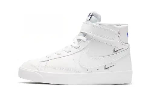 Nike Blazer 77 SE double hook Velcro casual wear-resistant mid-top children's sneakers white small and medium-sized children